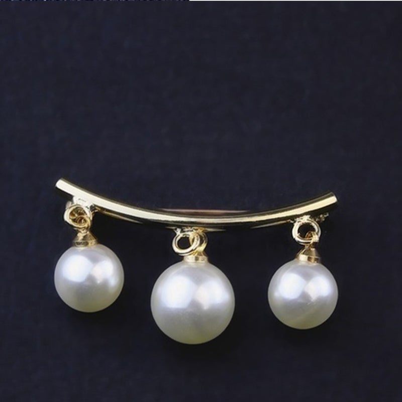 2pcs Arc Brooch Alloy Brooch Elegant Pearl Badge Creative Brooch Pin Clothes Accessory for Girls Banquet (Golden) - Image 5