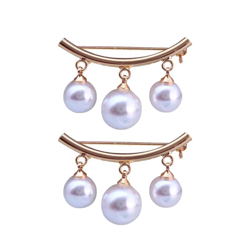 2pcs Arc Brooch Alloy Brooch Elegant Pearl Badge Creative Brooch Pin Clothes Accessory for Girls Banquet (Golden) - Image 1
