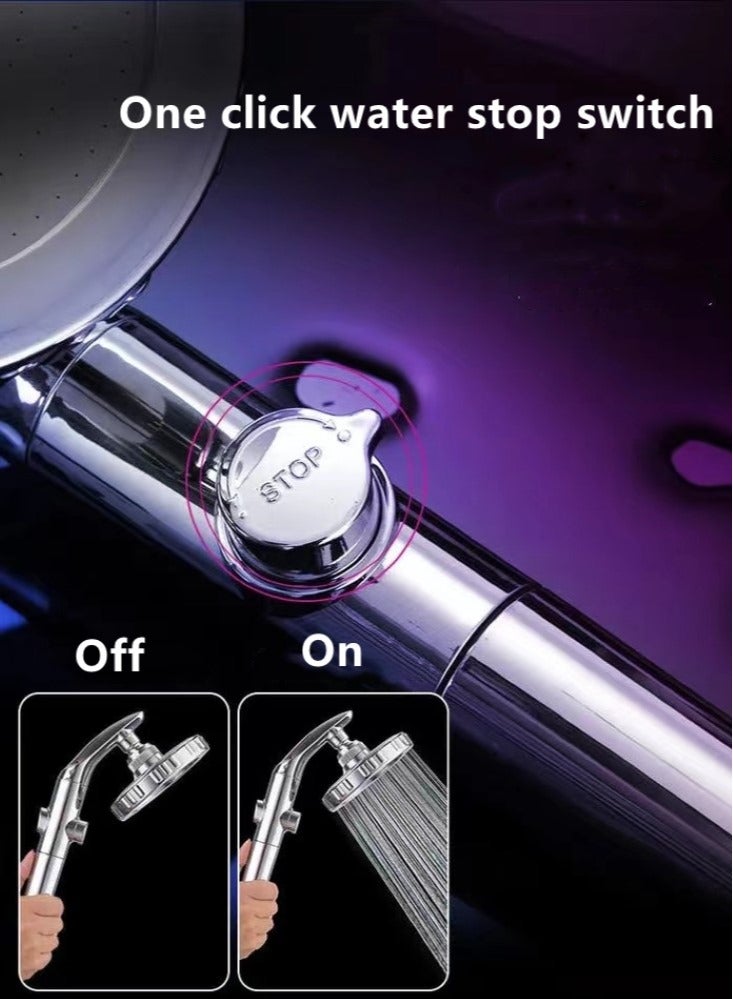 Kutis Kutis 1-Set Bathroom Shower Head Set Filter for Chlorine Removal and Hair Skincare Protection ABS Silver 25.5x10.2x1.9 Centimeter  - Image 4