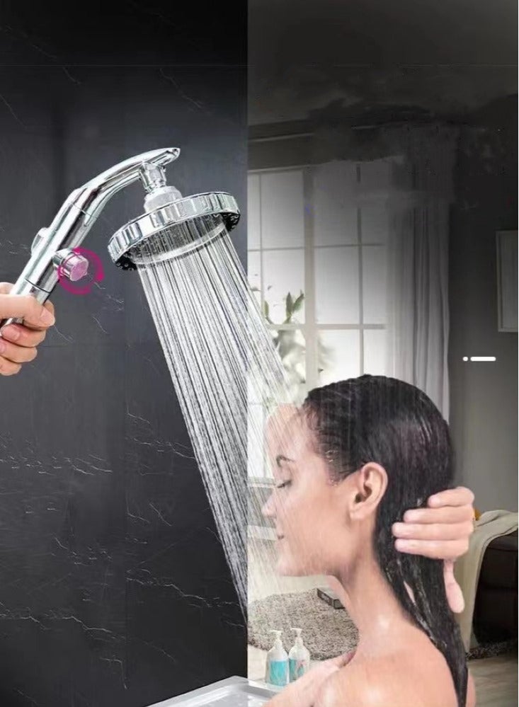 Kutis Kutis 1-Set Bathroom Shower Head Set Filter for Chlorine Removal and Hair Skincare Protection ABS Silver 25.5x10.2x1.9 Centimeter  - Image 1
