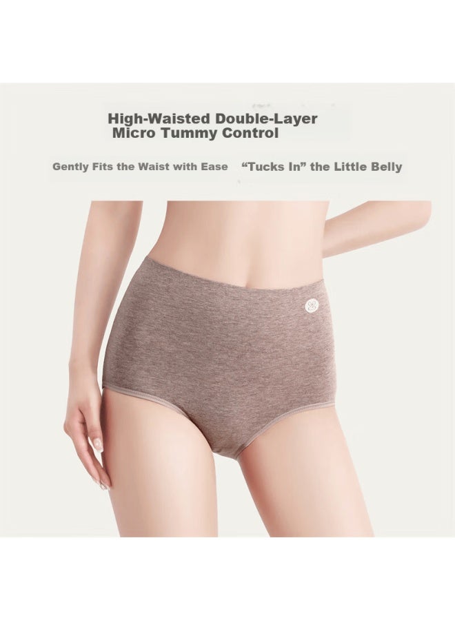 Youngyell Women's High-waist Plus Size Antibacterial Cotton Crotch Underwear For Elderly And Moms, 3-pack - Image 4