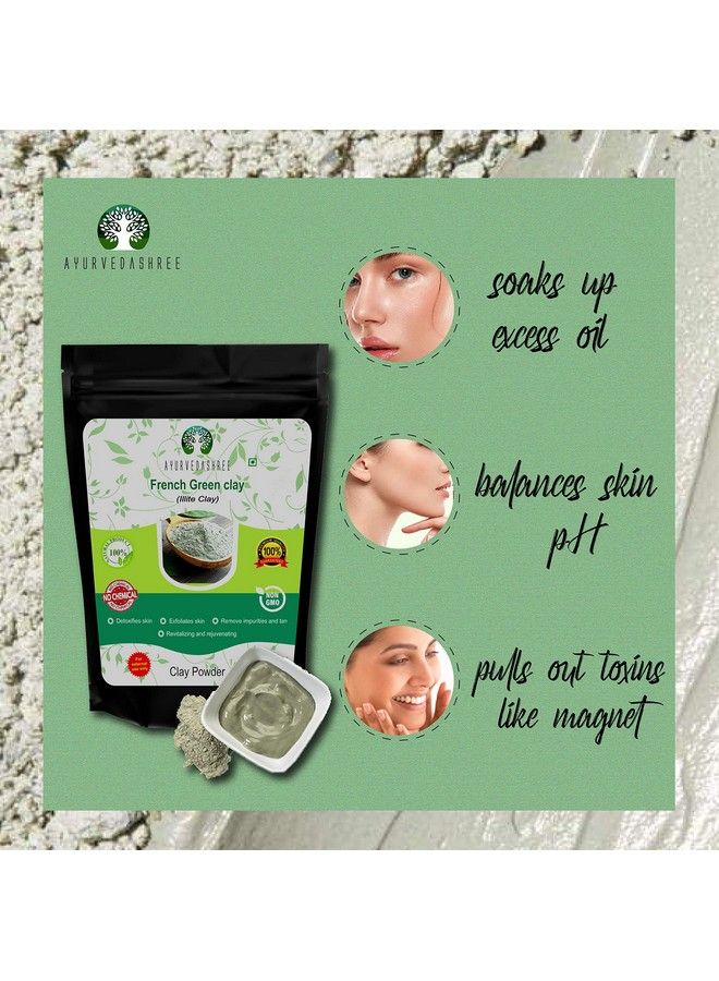 AYURVEDASHREE French Green Clay Powder 200 Gm | 100% Pure Montmorillonite Clay | Absorbs Excess Oil | Highly Recommended For Oily Skin | Deep Facial Cleanser - Image 4