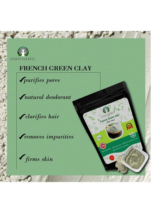AYURVEDASHREE French Green Clay Powder 200 Gm | 100% Pure Montmorillonite Clay | Absorbs Excess Oil | Highly Recommended For Oily Skin | Deep Facial Cleanser - Image 5