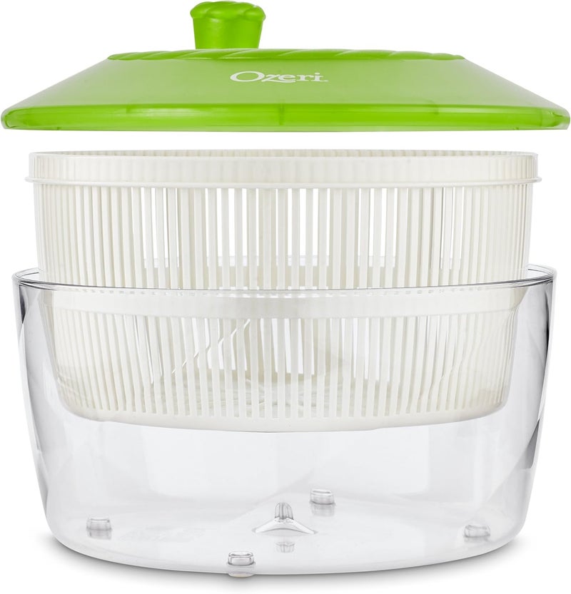 Ozeri Italian Made Fresca Salad Spinner and Serving Bowl, BPA-Free, Green, 4.4 qt - Image 3