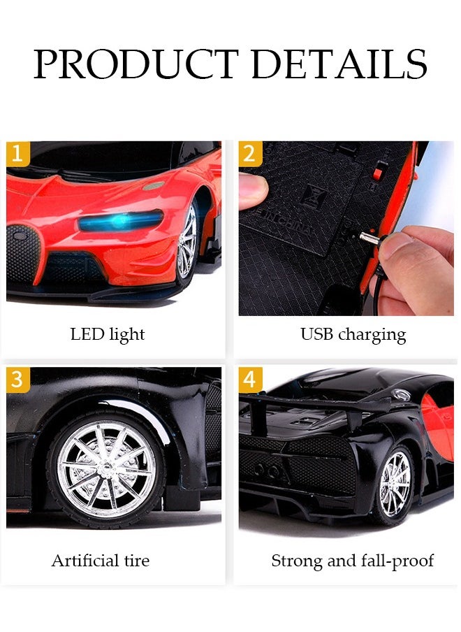 DUNISO Remote Control High Speed ​​Drift Red Bugatti Car Rechargeable Remote Control Electric Sports Racing Toy Car Realistic Model Car with LED Light Birthday Hobby Gift for Kids, Girls, Boys, Toddlers  - Image 5