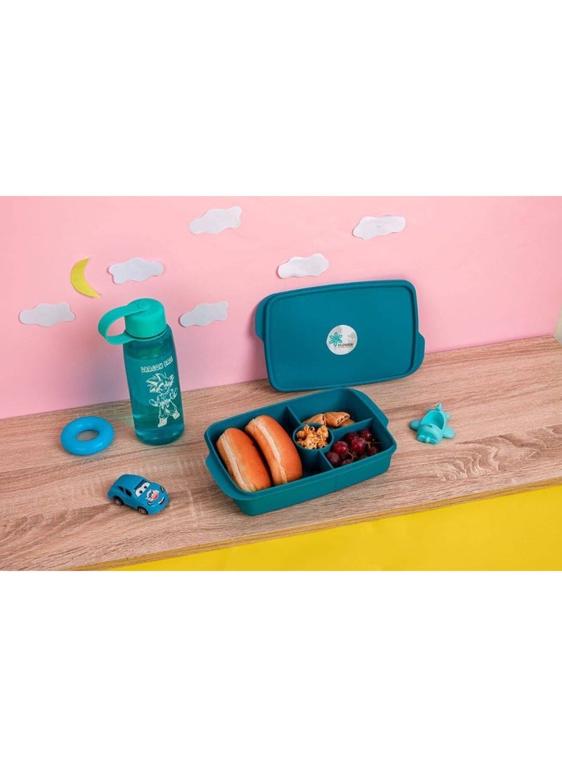 FLOWER Lunch Box Blue School - Plastic Food Container - Image 1