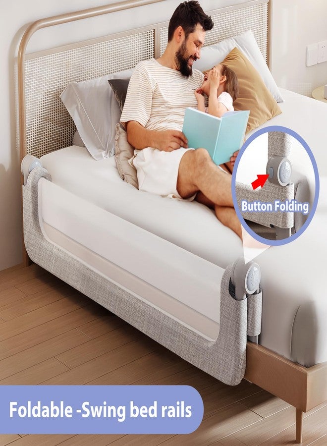 YYAMEA Toddler Bed Rail Guard for Baby - Toddlers Bed Rail for Queen Full King Twin Crib Bunk Size Bed Adjustable Heights & Foldable Portable Bedrail Extra Tall Child Safety Side Railing Guards for Kids(59") - Image 3
