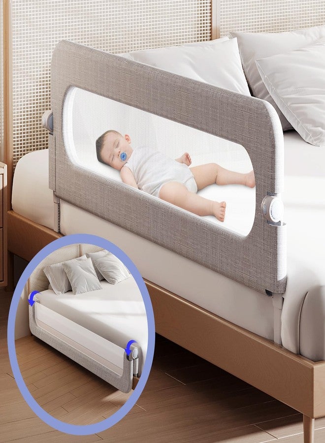 YYAMEA Toddler Bed Rail Guard for Baby - Toddlers Bed Rail for Queen Full King Twin Crib Bunk Size Bed Adjustable Heights & Foldable Portable Bedrail Extra Tall Child Safety Side Railing Guards for Kids(59") - Image 1