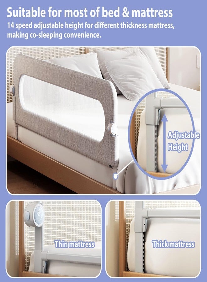 YYAMEA Toddler Bed Rail Guard for Baby - Toddlers Bed Rail for Queen Full King Twin Crib Bunk Size Bed Adjustable Heights & Foldable Portable Bedrail Extra Tall Child Safety Side Railing Guards for Kids(59") - Image 4