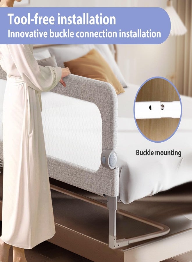 YYAMEA Toddler Bed Rail Guard for Baby - Toddlers Bed Rail for Queen Full King Twin Crib Bunk Size Bed Adjustable Heights & Foldable Portable Bedrail Extra Tall Child Safety Side Railing Guards for Kids(59") - Image 2