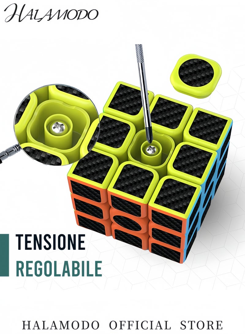 HALAMODO Professional Speed Magic Cube 3x3 Carbon Fibre Stickers Smooth Carbon Fiber Cubes Puzzle Toys Fast Magic Cub Brain Teasers IQ Puzzles Game Toys for Kids - Image 2