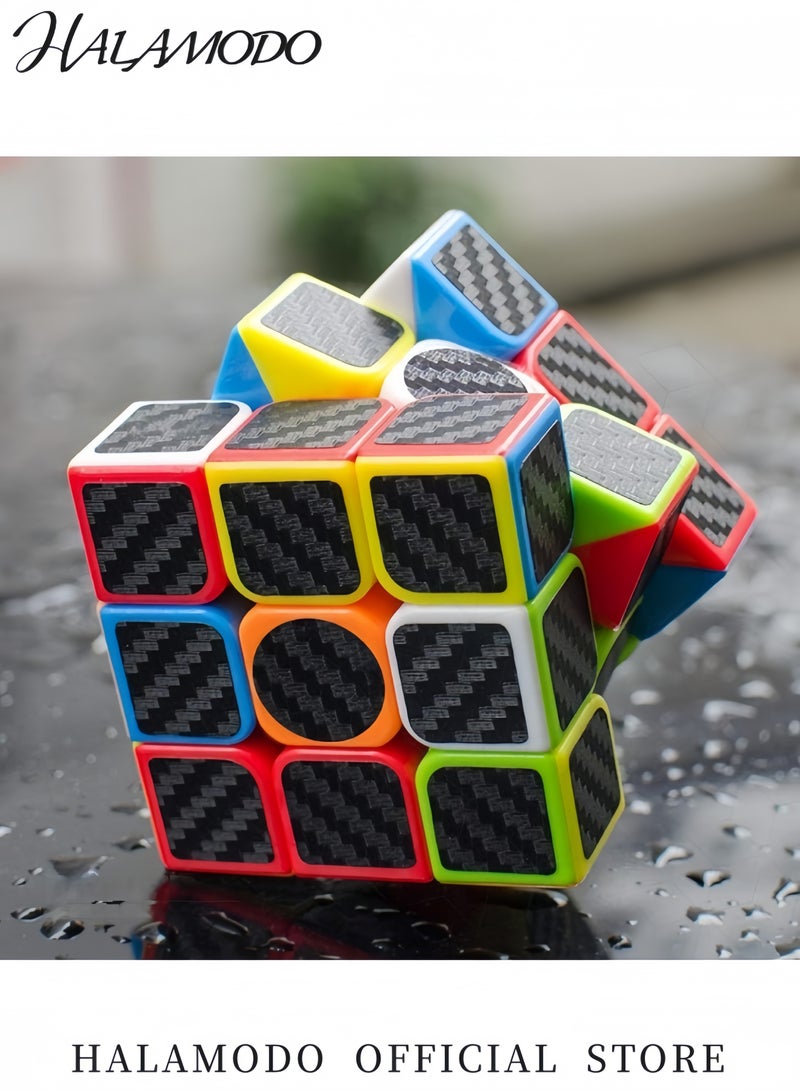 HALAMODO Professional Speed Magic Cube 3x3 Carbon Fibre Stickers Smooth Carbon Fiber Cubes Puzzle Toys Fast Magic Cub Brain Teasers IQ Puzzles Game Toys for Kids - Image 5