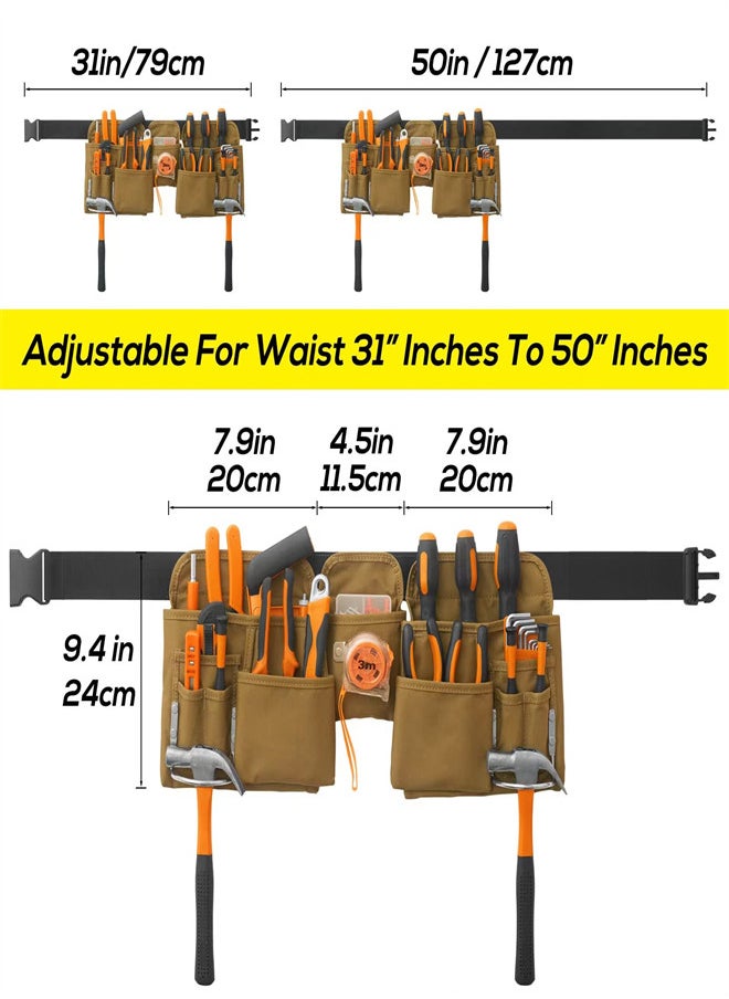 KASTWAVE Waist Tool Belts with 19 Pocket, Gardening Canvas Work Belt with Quick Release Buckle, Adjustable Utility Belt Work Apron for Men and Women, Gardening, Electrician, Carpenter, Construction Tool Belt  - Image 2