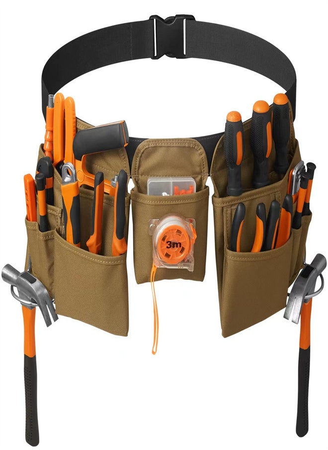 KASTWAVE Waist Tool Belts with 19 Pocket, Gardening Canvas Work Belt with Quick Release Buckle, Adjustable Utility Belt Work Apron for Men and Women, Gardening, Electrician, Carpenter, Construction Tool Belt  - Image 1