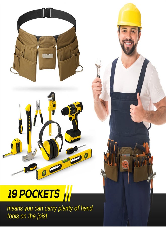 KASTWAVE Waist Tool Belts with 19 Pocket, Gardening Canvas Work Belt with Quick Release Buckle, Adjustable Utility Belt Work Apron for Men and Women, Gardening, Electrician, Carpenter, Construction Tool Belt  - Image 5