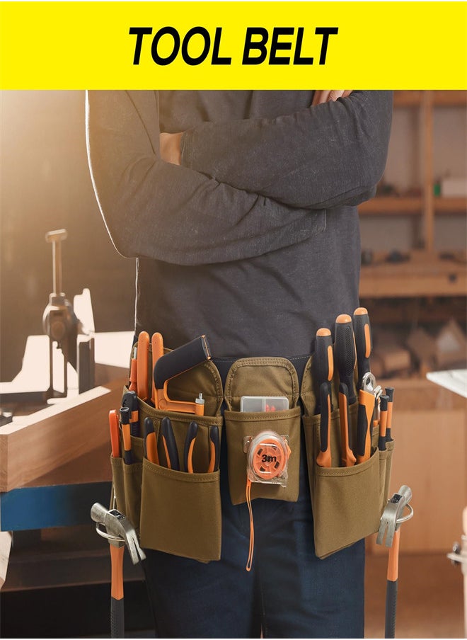 KASTWAVE Waist Tool Belts with 19 Pocket, Gardening Canvas Work Belt with Quick Release Buckle, Adjustable Utility Belt Work Apron for Men and Women, Gardening, Electrician, Carpenter, Construction Tool Belt  - Image 3