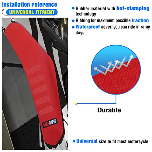 MCHMFG Universal Gripper Soft Seat Cover for All Bike Dirt Motorcycle MX Cross Enduro (Red) - Image 5
