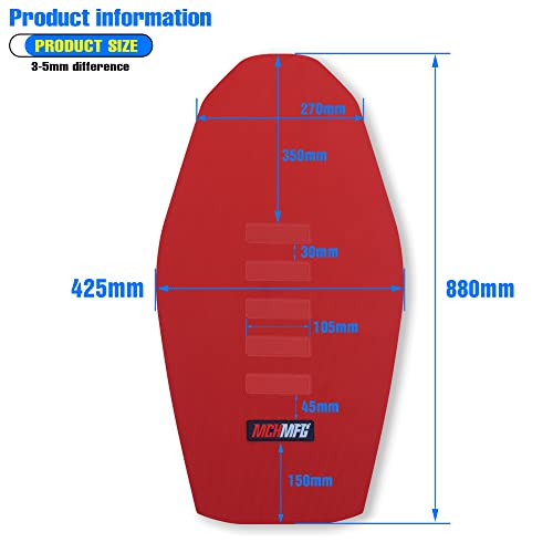 MCHMFG Universal Gripper Soft Seat Cover for All Bike Dirt Motorcycle MX Cross Enduro (Red) - Image 4