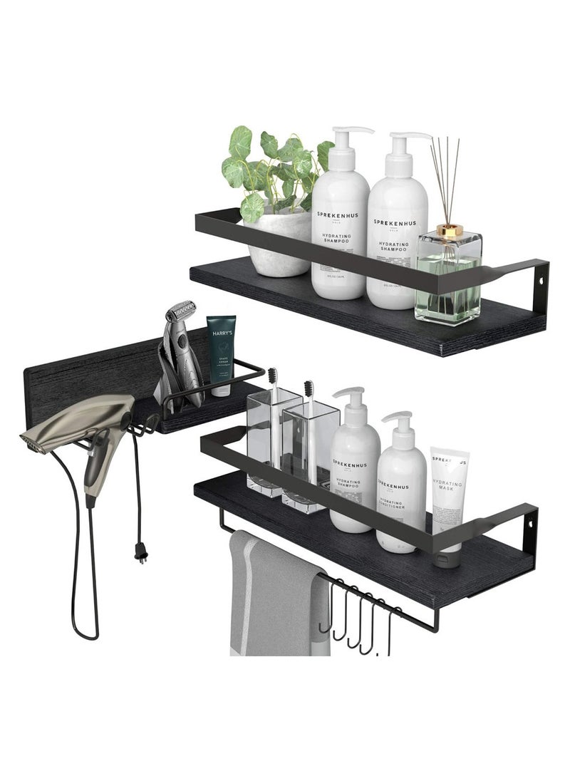 XiuWoo Floating Shelves Wall Mounted Set, Wall Mounted Storage Shelves Bathroom Metal Wire Rustic Floating Shelf for Home 