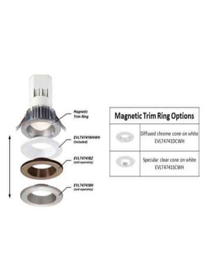 ديزاينرز فاونتن مصباح LED غائر للأسفل - 4 بوصات - سهل التركيب - 11.8 واط - 120 فولت - 4000 كلفن - 92 CRI - 743 لومن - 63 لومن/واط - قابل للتعتيم بتقنية Triac - توصيل سريع - مع حلقة تثبيت مغناطيسية بيضاء (قياسية) - T24 - ES« - Image 5