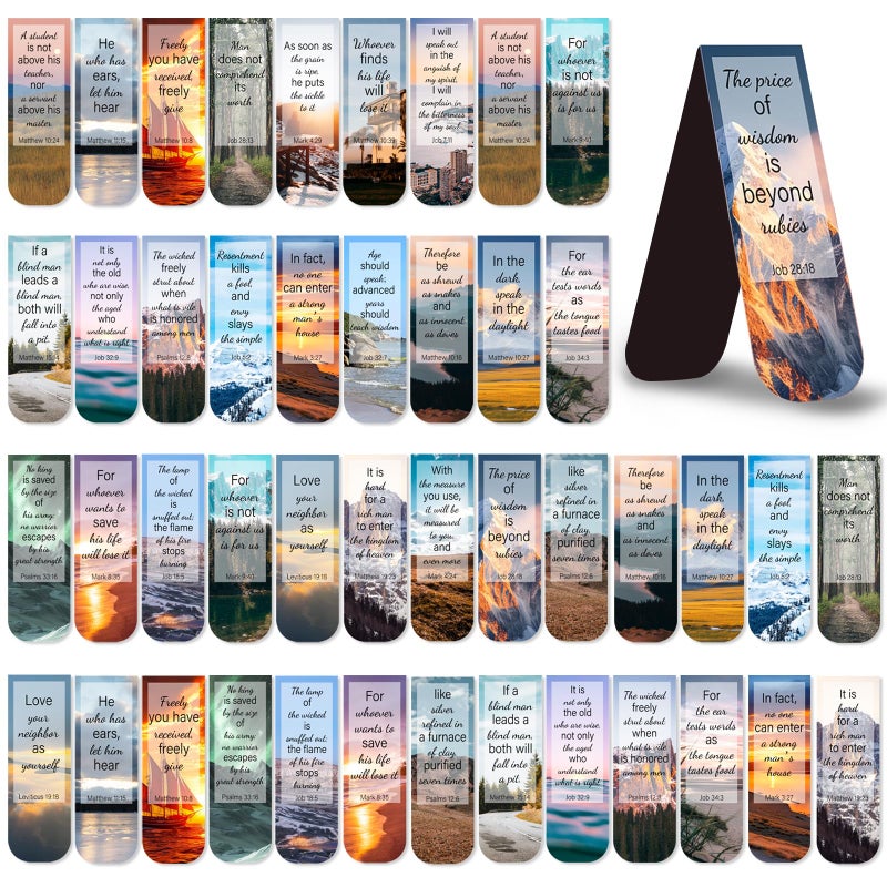 Diteryy 50 Pack Bookmark Christian Magnetic Bookmarks for Women Men Bible Verse Book Marker Book Lovers Page Markers for Teachers Students Reading School Office Home, Printing on 2 Side - Image 1