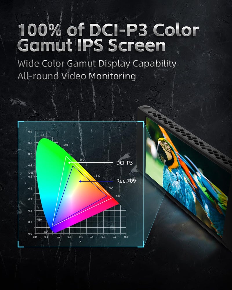 Portkeys PT6 Camera Field Monitor 5.2" 600nit Touchscreen Camera Monitor Vertical Shooting Stretch 3D LUT Output Wide Color Gamut New Peaking RGB Waveform for DSLR - Image 2