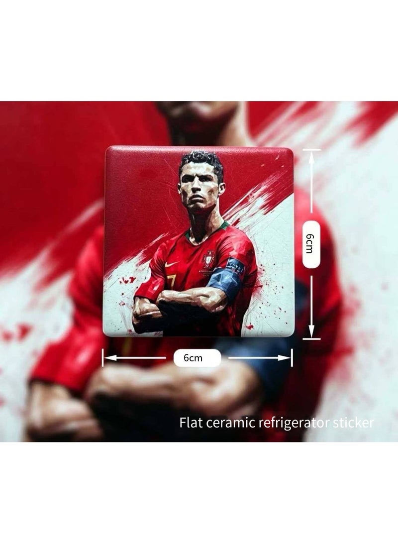 Cristiano Ronaldo Oil Painting Style Ceramic Fridge Magnet, 6×6cm - Image 1
