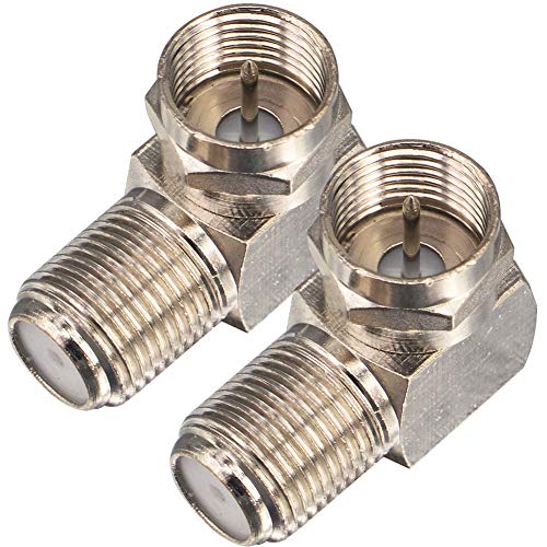 Onelinkmore Coaxial Cable Right Angle Connector F Type Female to Male Adapter Right Angle Coax Connector F Male to Female RG6 Adapter for Coax Cable and Wall Plates 90 Degree Pack of 2 - Image 1