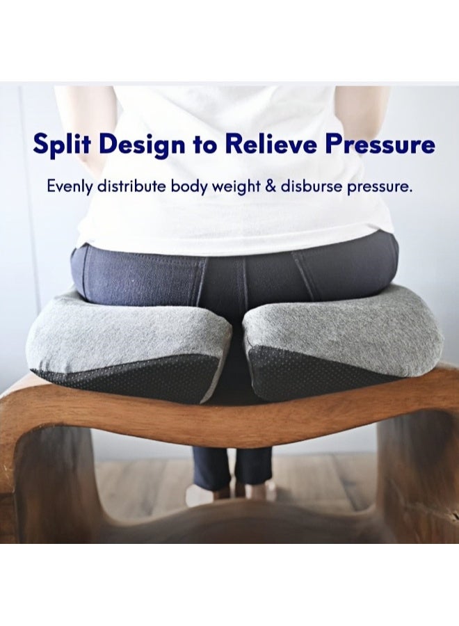 Brinaoki Patented Pressure Relief Seat Cushion for Long Sitting Hours on Office/Home Chair, Car, Wheelchair - Extra-Dense Memory Foam for Hip, Tailbone, Coccyx, Sciatica - Light Grey  - Image 3