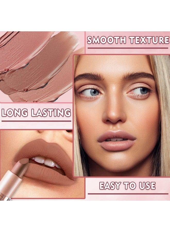 IONSGAKO - IONSGAKO Matte Nude Lipstick Velvet Lip Gloss Non-Fading Non-Sticky Cup Nude Lipstick Matte Lip Stain Long Lasting Waterproof Lipstick for Women Girls Daily Lip Makeup - White Peach - Image 1
