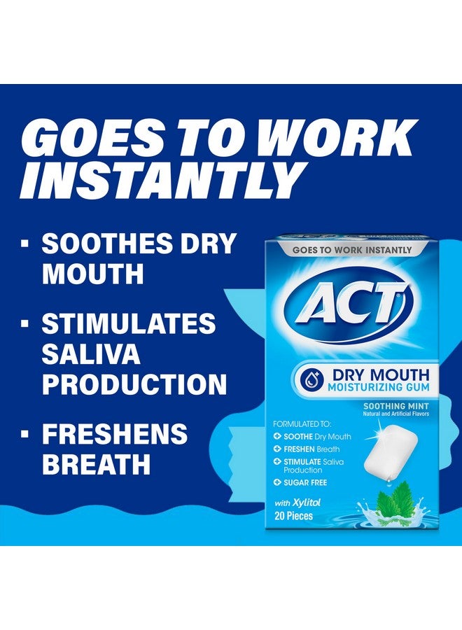 ACT Dry Mouth Moisturizing Gum, 20 Pieces, With Xylitol, Sugar Free Soothing Mint - Image 4