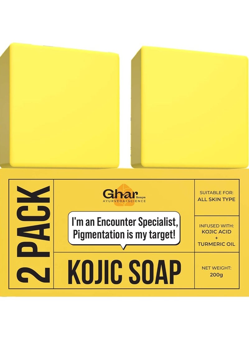 GHAR SOAPS Kojic Acid 2% Soap with Niacinamide | For Pigmentation, Sun damage, Brightening Underarm & Reduces Dark Spot | Soap for Men & Women | Suitable for All Skin Types |(Pack of 2) (100 g x 2) - Image 1