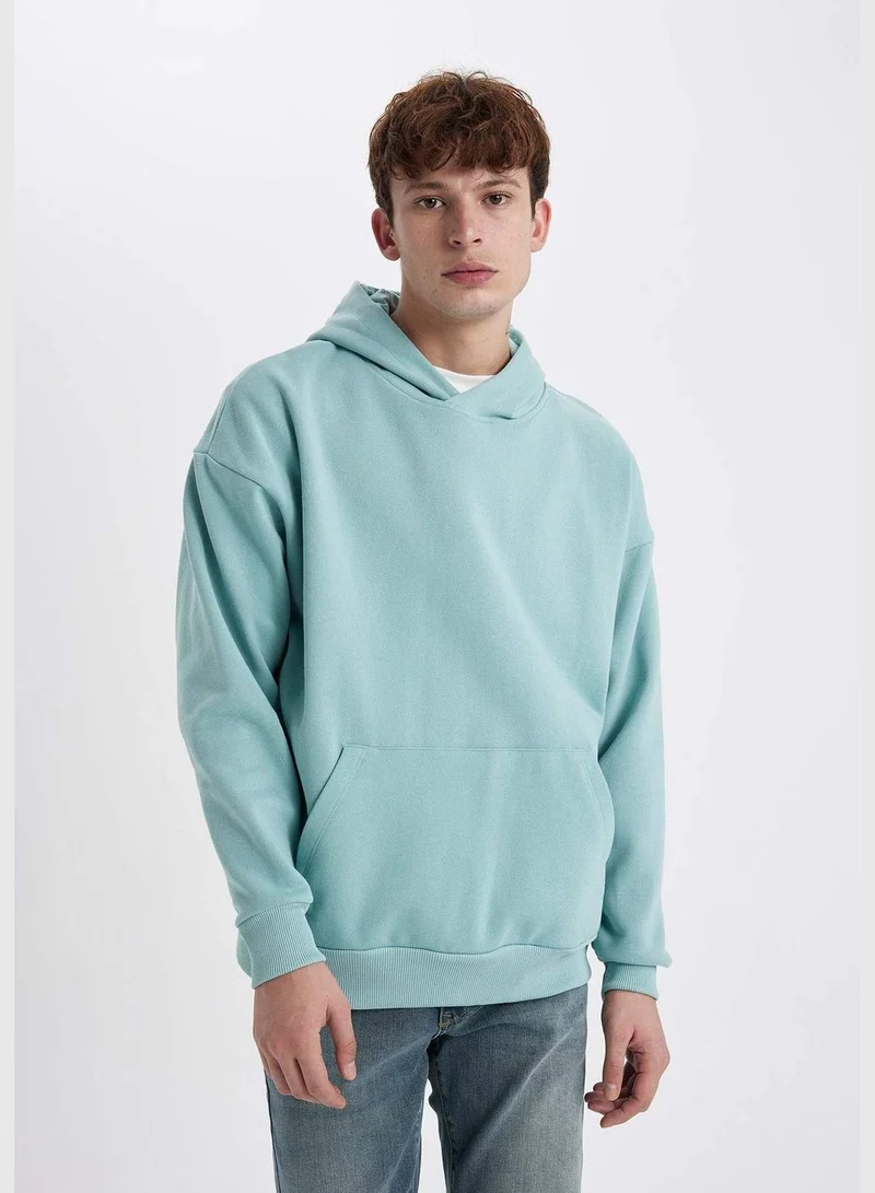 DeFacto Man Oversize Fit Hooded Long Sleeve Knitted Sweatshirt