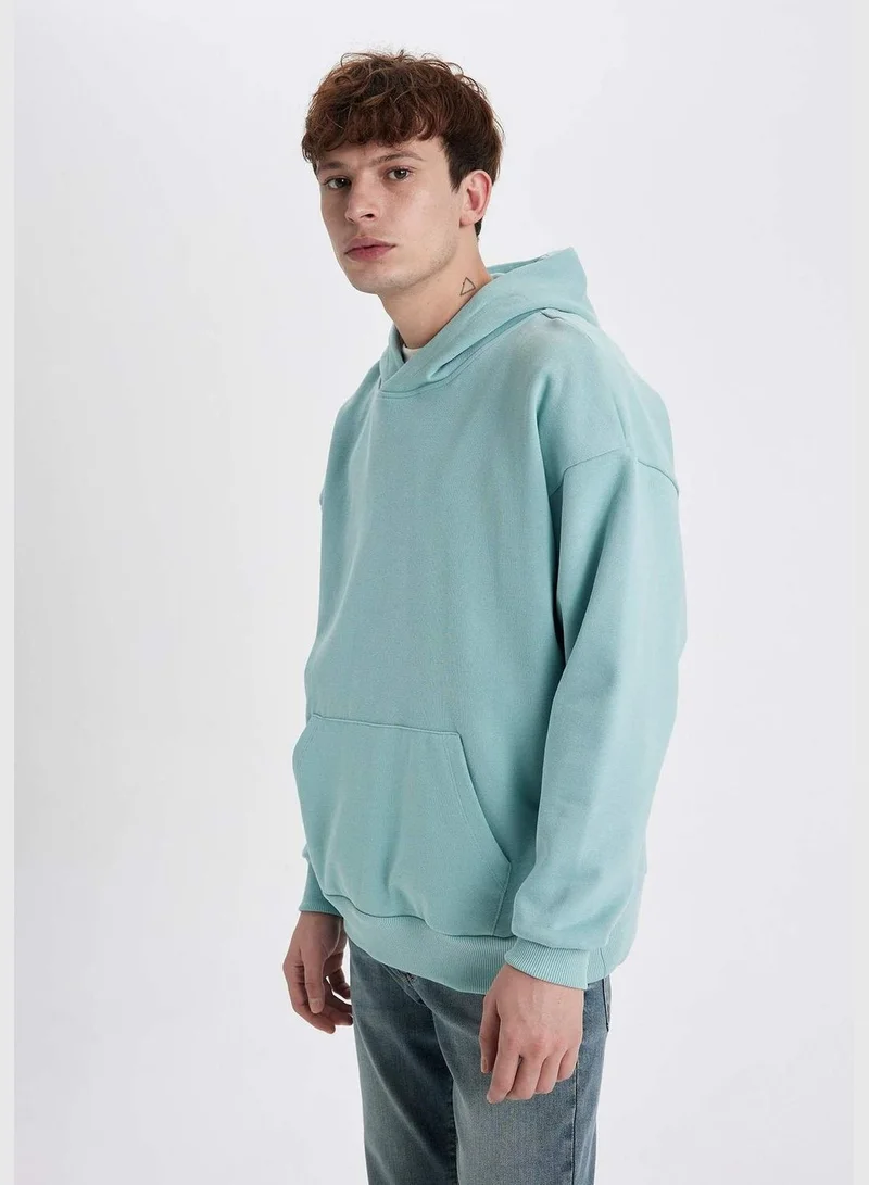 DeFacto Man Oversize Fit Hooded Long Sleeve Knitted Sweatshirt