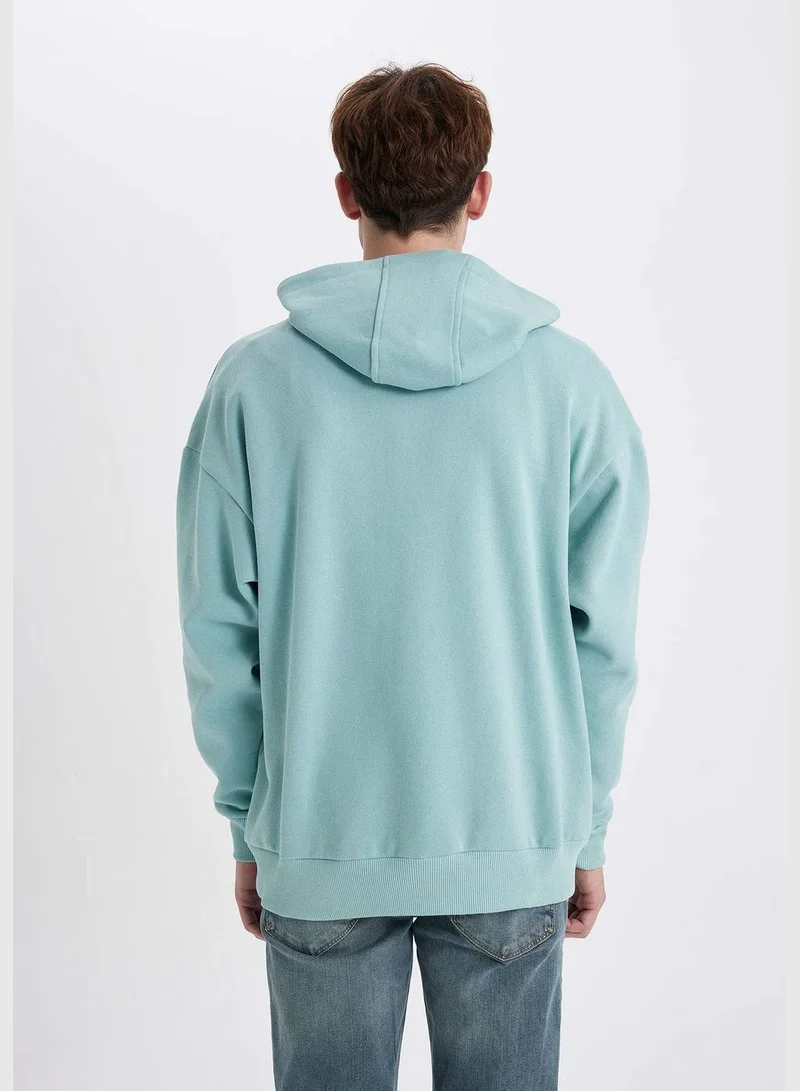 DeFacto Man Oversize Fit Hooded Long Sleeve Knitted Sweatshirt
