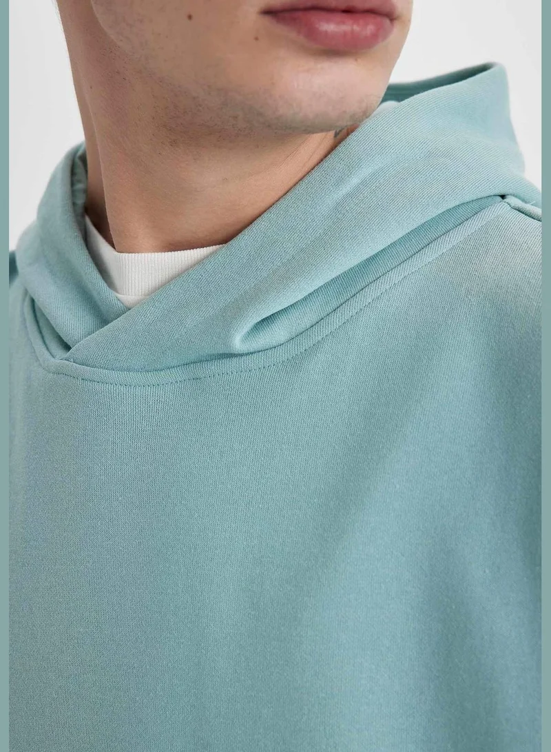 DeFacto Man Oversize Fit Hooded Long Sleeve Knitted Sweatshirt