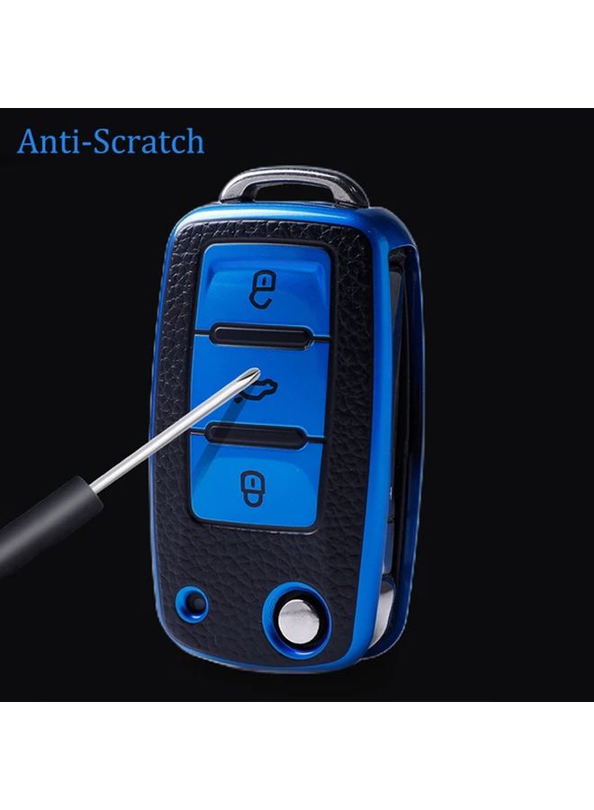 Silvery Leather TPU Car Key Full Cover Protection Case For Volkswagen Polo Tiguan Passat Golf Jetta Lavida Skoda Octavia - Image 5