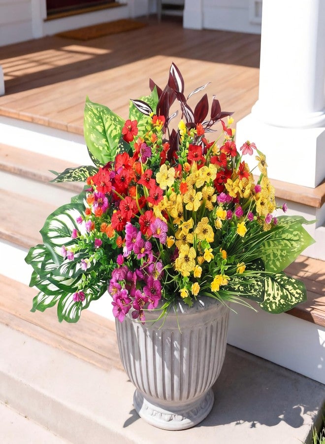 Knitgrip 24 Pcs Artificial Flowers for Outdoor Window Box, Artificial Fake Plants Plastic UV Resistant Wildflowers Greenery Shrubs for Spring Summer Garden Patio Front Porch Yard Decor(Bright) - Image 3