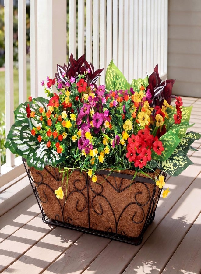 Knitgrip 24 Pcs Artificial Flowers for Outdoor Window Box, Artificial Fake Plants Plastic UV Resistant Wildflowers Greenery Shrubs for Spring Summer Garden Patio Front Porch Yard Decor(Bright) - Image 1
