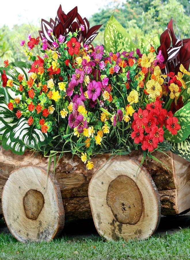 Knitgrip 24 Pcs Artificial Flowers for Outdoor Window Box, Artificial Fake Plants Plastic UV Resistant Wildflowers Greenery Shrubs for Spring Summer Garden Patio Front Porch Yard Decor(Bright) - Image 4