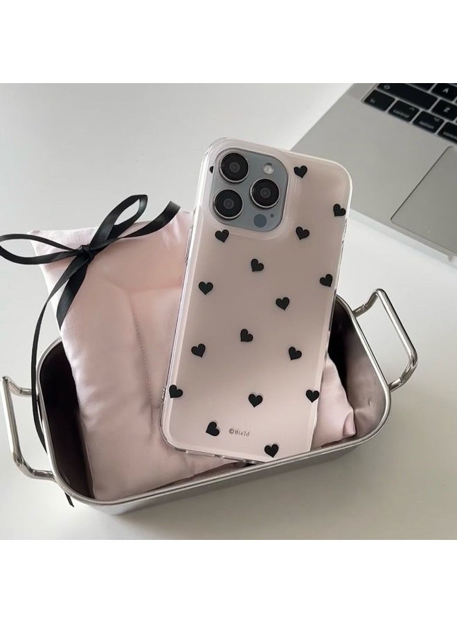 NIBEMINENT Black Small Heart Protective TPU Case Cover For iPhone 15 - Image 2