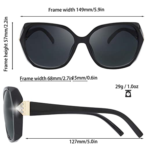 The Fresh Women's Polarized Oversized Jackie O Hybrid Butterfly Fashion Rhinestone Sunglasses - Exquisite Packaging (7327POL01 Black, Grey Polarized Lens) - Image 3