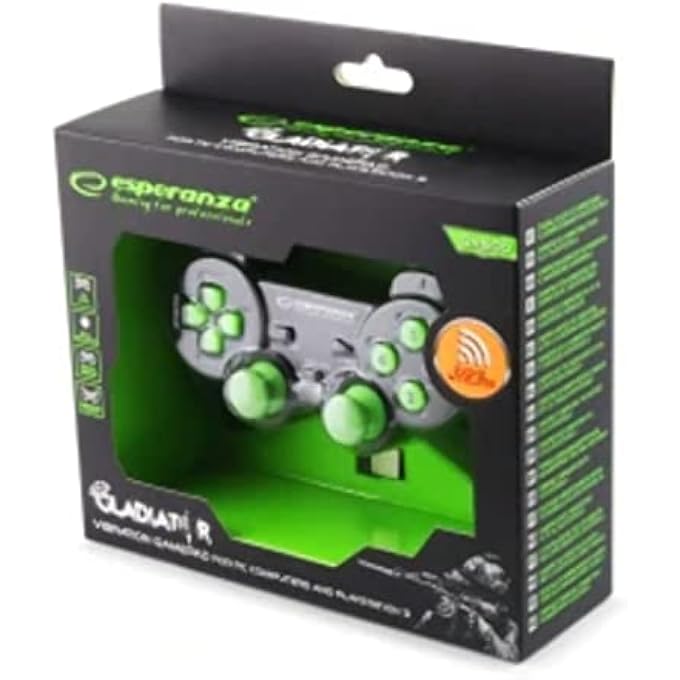 esperanza (GREEN) - WIRELESS GAMEPAD GLADIATOR PC, PLAYSTATION BLACK & GREEN JOYSTICK - Image 2