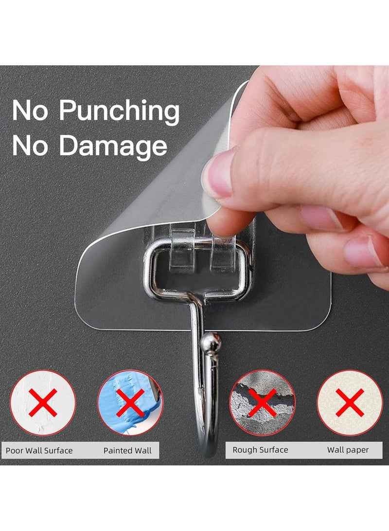 Homify 20pcs Large Adhesive Hooks, 20Kg Max Wall Hook Heavy Duty, Waterproof Transparent Hook for Curtain Rod, Bags, Keys & Pictures - Image 4