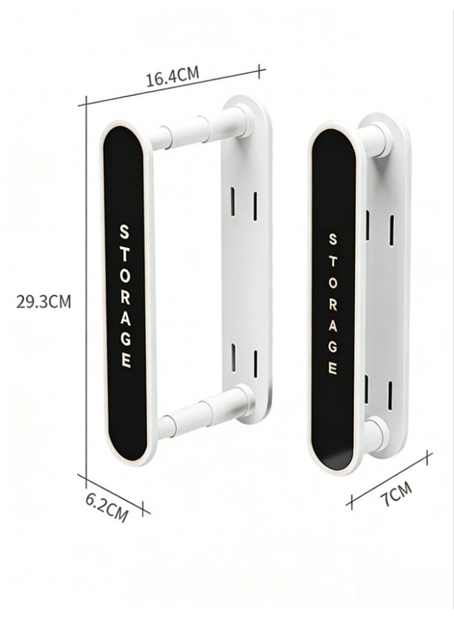 منظم علاقات ملابس قابل للسحب يُثبت على الحائط - رف قابل للطي موفر للمساحة لأكثر من 30 علاقة ملابس، حامل تخزين شديد التحمل لغرفة الغسيل/الحمام (أسود، D2013-4) - Image 3
