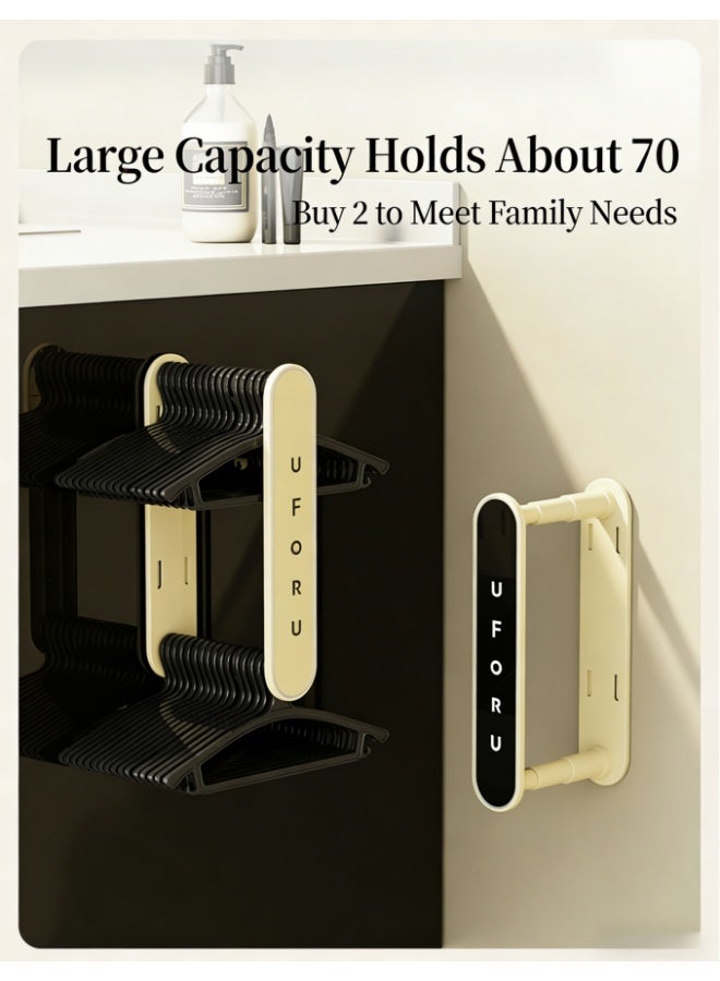 منظم علاقات ملابس قابل للسحب يُثبت على الحائط - رف قابل للطي موفر للمساحة لأكثر من 30 علاقة ملابس، حامل تخزين شديد التحمل لغرفة الغسيل/الحمام (أسود، D2013-4) - Image 4