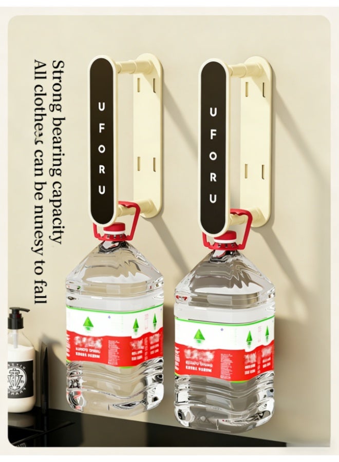 منظم علاقات ملابس قابل للسحب يُثبت على الحائط - رف قابل للطي موفر للمساحة لأكثر من 30 علاقة ملابس، حامل تخزين شديد التحمل لغرفة الغسيل/الحمام (أسود، D2013-4) - Image 5