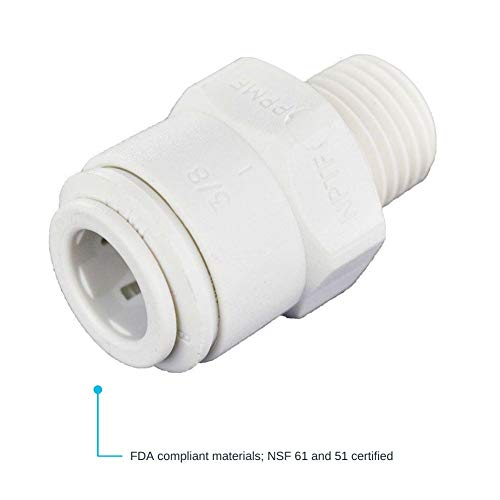 John Guest 3/8 Inch OD x 1/4 Inch NPT Male Connector, Push to Connect Plastic Plumbing Fitting, PP011222WP - Image 2