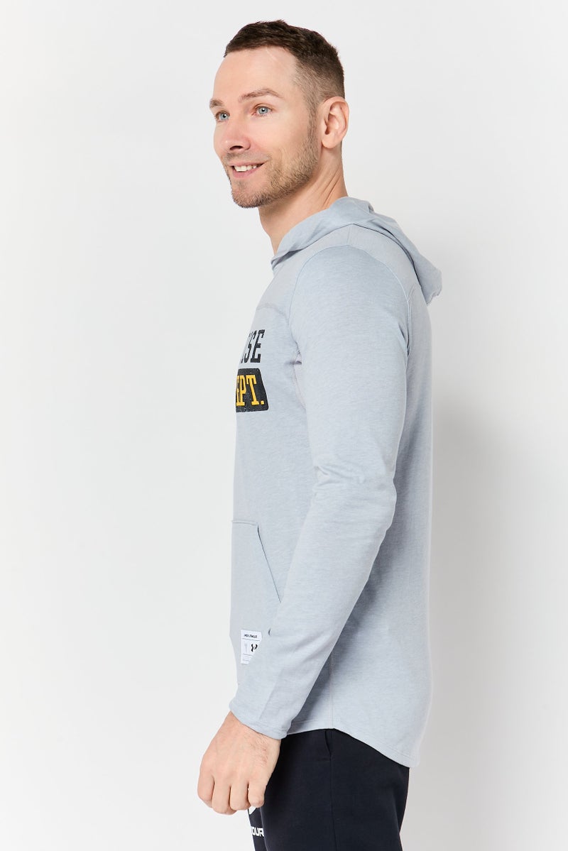 UNDER ARMOUR هودي خارجي بأكمام طويلة فضفاضة للرجال، رمادي - Image 3