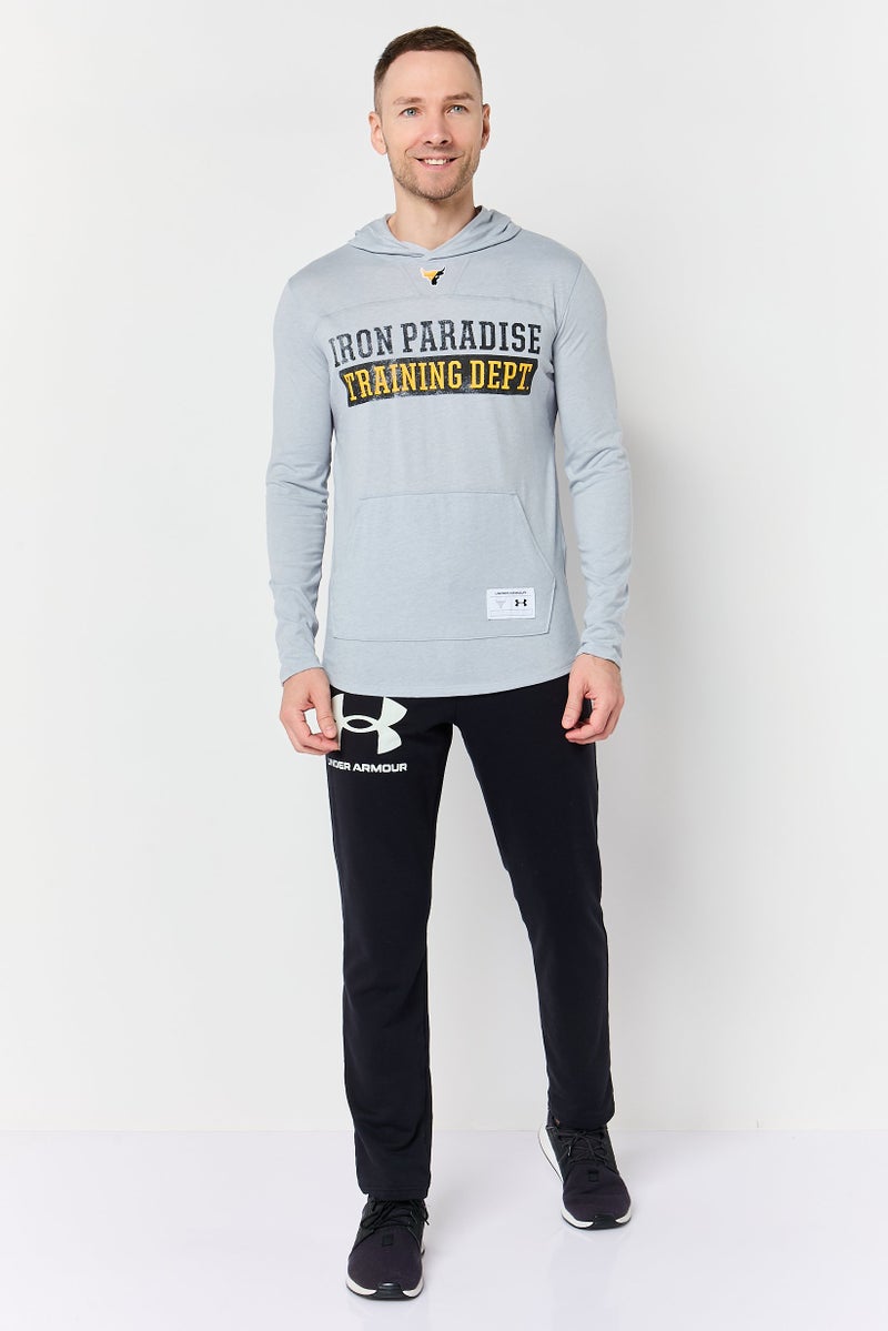 UNDER ARMOUR هودي خارجي بأكمام طويلة فضفاضة للرجال، رمادي - Image 2